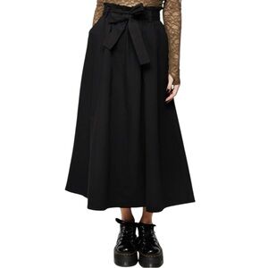 Disturbia Strega Tie Belt Midaxi Skirt in Black size 2 NWT Cotton Midi Maxi
